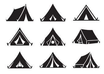 Tent icon, Tent silhouette Black vector