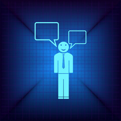 Blue icon on a dark blue background. Vector illustration.