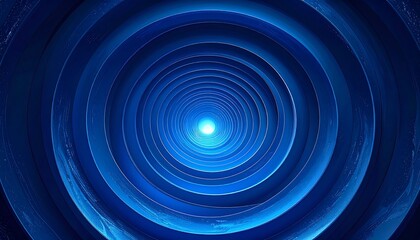 Obraz premium Concentric rings of blue, leading to a bright, glowing light