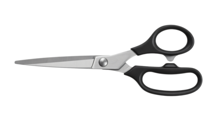 Professional, sharp scissors with comfortable black handles ready for use