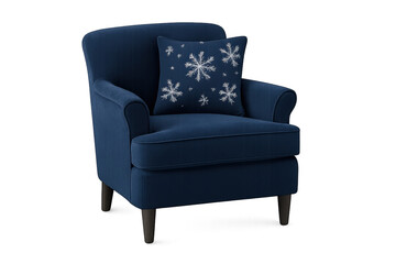 Fototapeta premium Armchair with snowflake pillow on transparent background