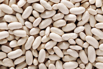 White kidney beans background top view, source of vegetable protein, healthy eating