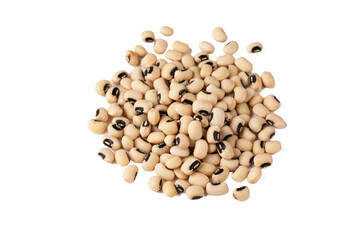 Dried black eyed peas bean on the white background