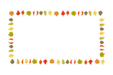 Fototapeta premium An autumn wreath made of autumns leaves. Postcard with rowan wreath and inscription Autumn poster with vegetables and leaves Vector illustration