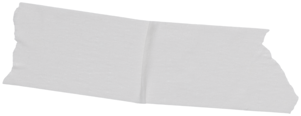 White torn adhesive paper tape with one fold, isolated textured element for scrapbook collage