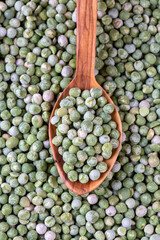 Dried green pea on the white background