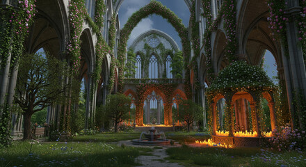 The Royal Cathedral Park with its Gothic stone columns and medieval ruins.