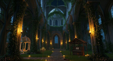 The Royal Cathedral Park with its Gothic stone columns and medieval ruins.