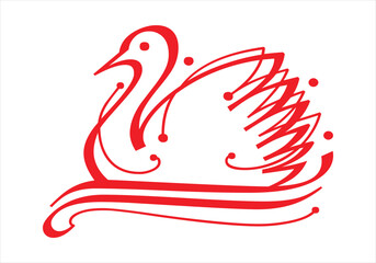 Elegant red swan logo design isolated on white background, showcasing graceful curves and minimalist style for branding and design projects