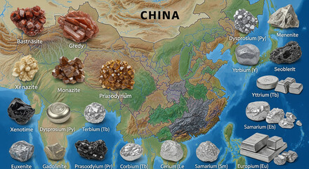 Rare earth metals and ore, scandium elements and rare earth elements neodymium magnets.