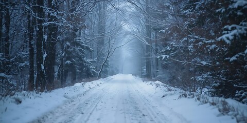Serene Winter Landscape with Dense Snowy Trees