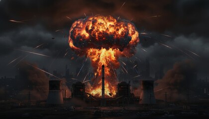 An explosion at a power station caused a power line break, resulting in a power outage in the city.