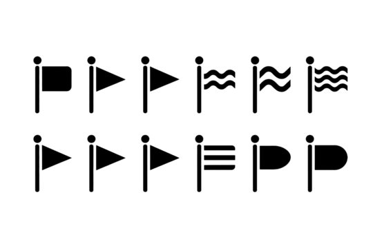 Diverse flag icons represent communication, information, and alerts in modern design