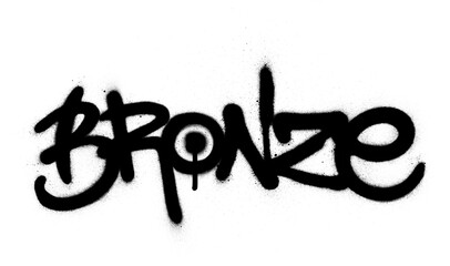 graffiti bronze word sprayed in black over white