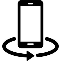 Black single phone rotation line icon, simple technology 360 degree rotation flat design pictogram vector for app ads web banner button ui ux interface elements isolated on white background