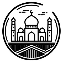 Line art of Muslim mosque showcasing architectural beauty and cultural heritage