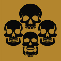 Fototapeta premium Four Black Skulls Arranged in a Circular Pattern.