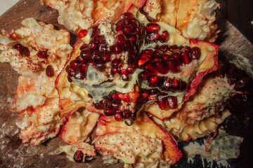 peeling a pomegranate