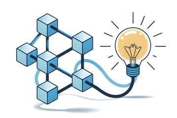 Connecting network nodes with a bright idea light bulb sparking innovation and solutions