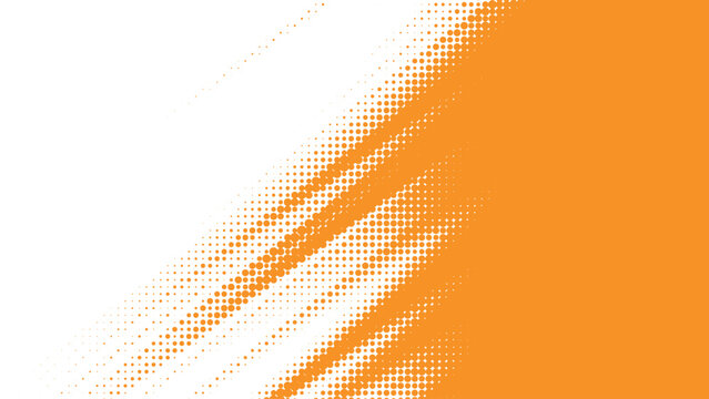 Orange halftone diagonal brush pattern, fading from white to vivid color, modern abstract geometric background, ideal for creative print or digital use