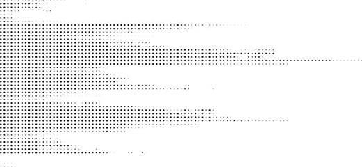 Black halftone texture forming horizontal fade lines, giving sense of motion and speed, minimal abstract modern background for tech compositions