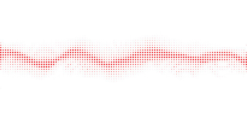 Red halftone dotted wave line, fading across white background, minimal geometric abstract pattern ideal for motion design and creative layout