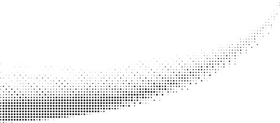 Curved halftone dotted wave, soft black-to-white gradient forming abstract arc texture, modern minimal geometric pattern background