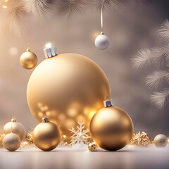 Christmas background with balls and snowflakes