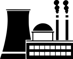 Silhouette of nuclear power plant with cooling towers and smoke, concept of energy production, pollution, environment, industry, sustainability, background design, educational and editorial use