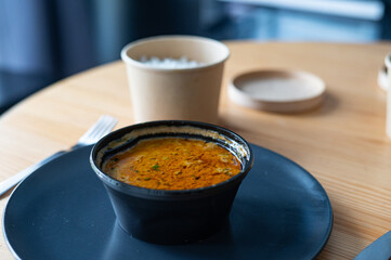 top view of Indian food on table