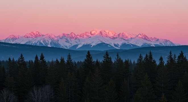Serene mountain landscape at sunset for international mountain day poster design - Powered by Adobe