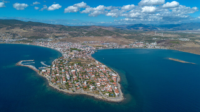 North Aegean shorelines aerial photography. Dikili Candarli Izmir Turkey.