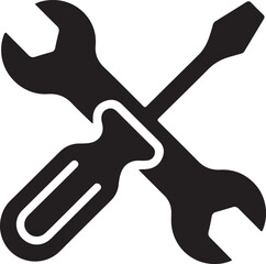 Fototapeta premium Crossed Wrench and Screwdriver Silhouette Icon | Minimalist Settings Tools Maintenance Vector