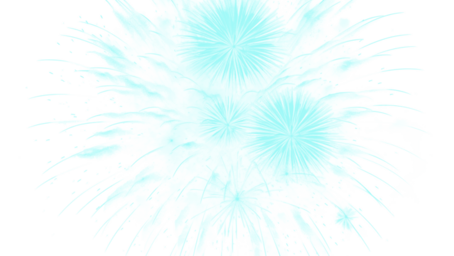 Light blue fireworks isolated on transparent background for design
