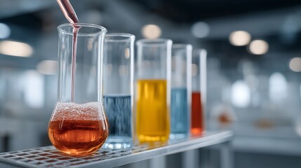 AI analyzing reactive compounds and predicting outcomes while projecting AR data, symbolizing advanced chemical research, intelligent automation, and future-ready laboratory innovation. cinematic