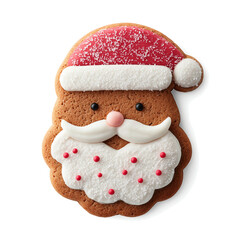 Gingerbread Santa Claus cookie isolated on a white background
