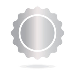 Seal stamp silver luxury glossy elegant icon vector illustration isolated on white background without text. Silver shiny luxury label for promo seal. Winner, Trophy, Top Quality concept. EPS 10