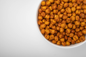 crispy roasted chickpeas seasoned with spices, a healthy snack