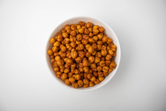 crispy roasted chickpeas seasoned with spices, a healthy snack