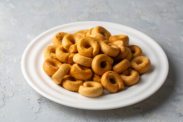 Traditional Italian food handmade Taralli or Taralluci
