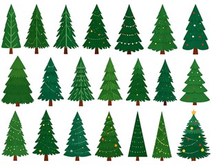 Diverse collection of illustrated Christmas trees