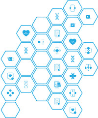 abstract blue background with hexagons