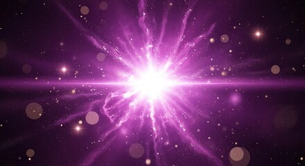 Obraz premium Bright purple nebula explosion with sparkling dust and glowing bokeh effect on black background