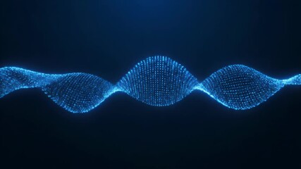 A pulsating wave of brilliant blue digital particles creates a mesmerizing helix shape, evoking a sense of scientific discovery and technological advancement against a deep dark backdrop. - Powered by Adobe