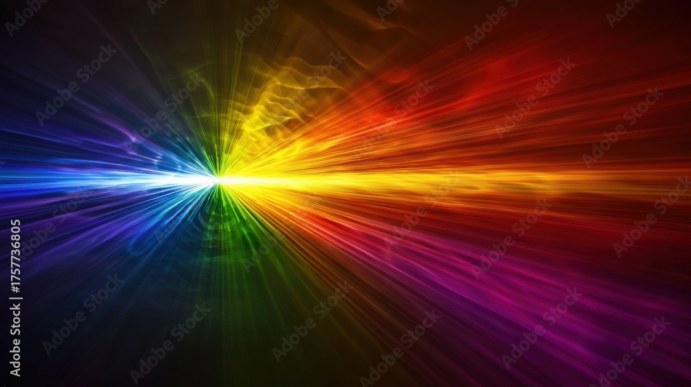 Wall mural light diffraction grid laser interference patterns creating brilliant spectrum burst with radial wav