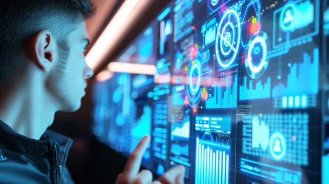 Cyber Futuristic Screen with Artificial Intelligence Elements