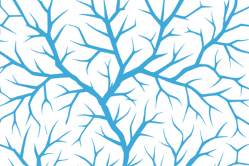 Blue tree branch network abstract pattern on transparent background