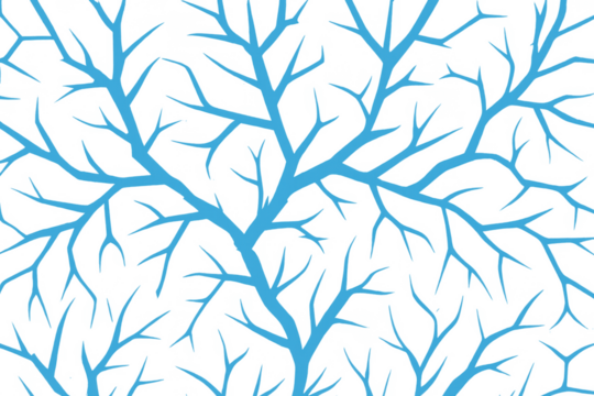 Blue tree branch network abstract pattern on transparent background