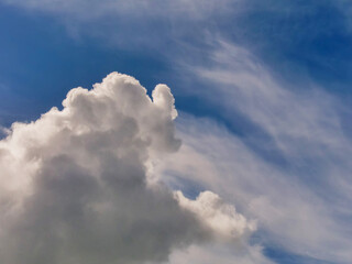 Fluffy cloudy sky. Nature background for design and sky replacement.
