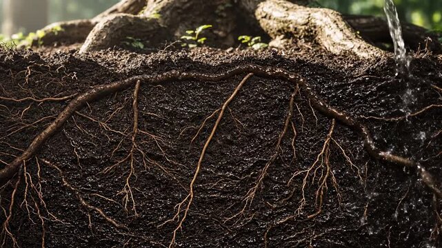 Tree Roots Growing Through Soil